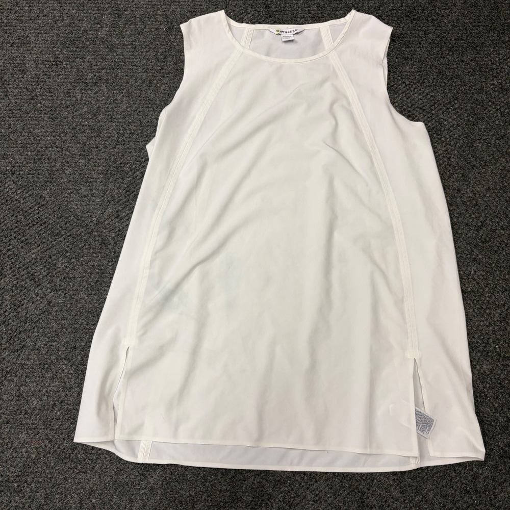 Athleta White Sleeveless Tunic Top Side Slits Size L Tall 986383-02 FA22